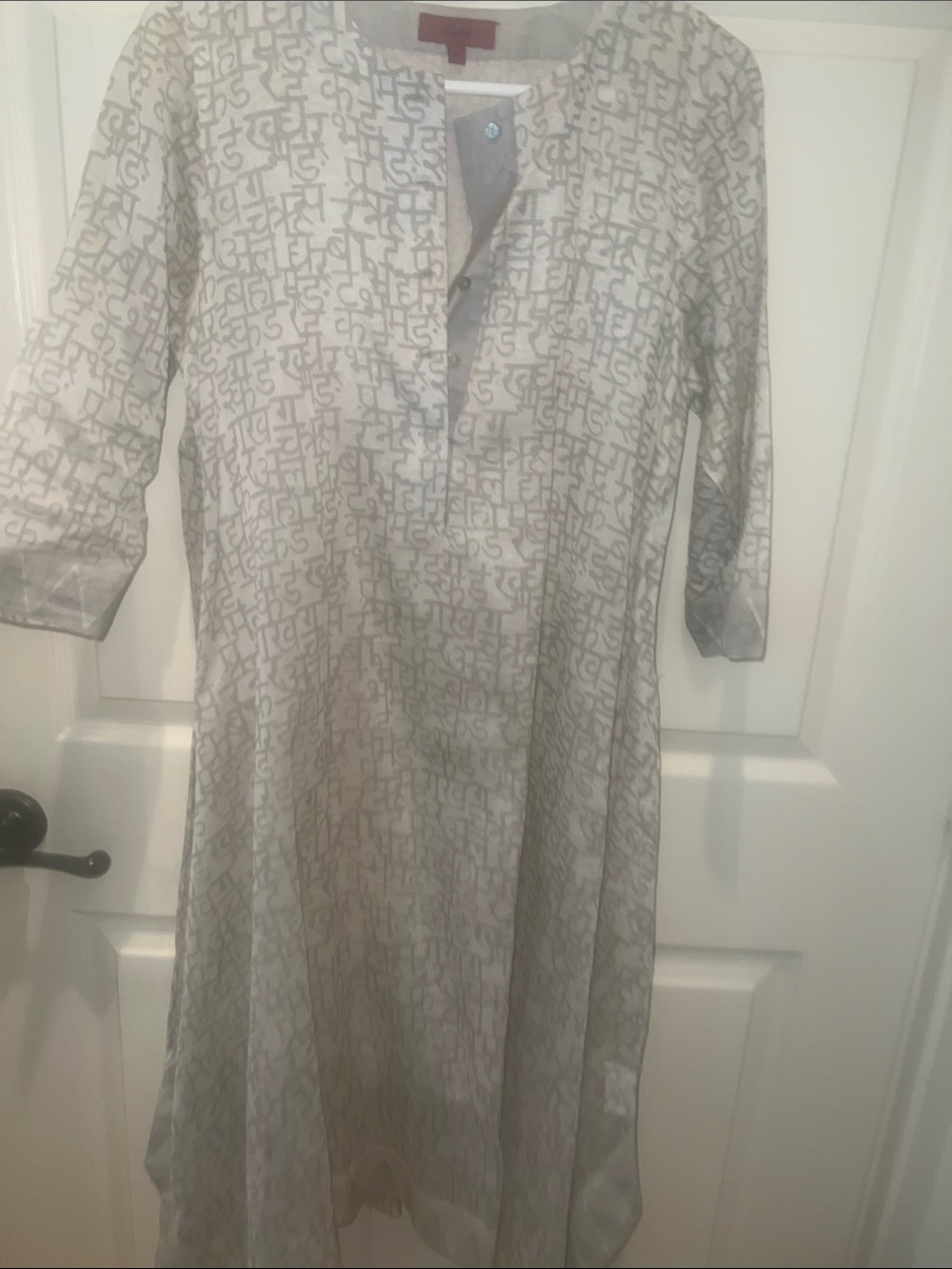 Women’s Lightweight Patterned Tunic Dress - Cream/Gray
